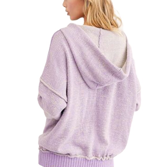 New Free People In Bloom Sm Purple Green Zip Hoodie Sweater - Picture 6 of 13